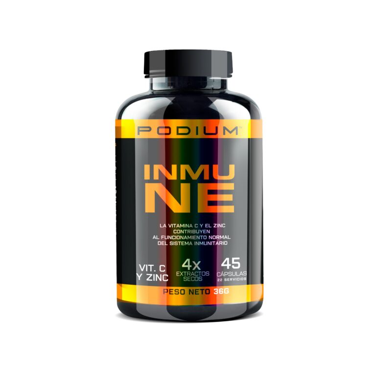 Suplemento imunológico com vitamina C + zinco + extratos | 45 cápsulas | Immune Podium