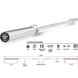 Barra Iron Power Bar Powerlifting 220 Cm Afw