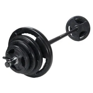 Kit de Barra de Musculação e Discos com Pega